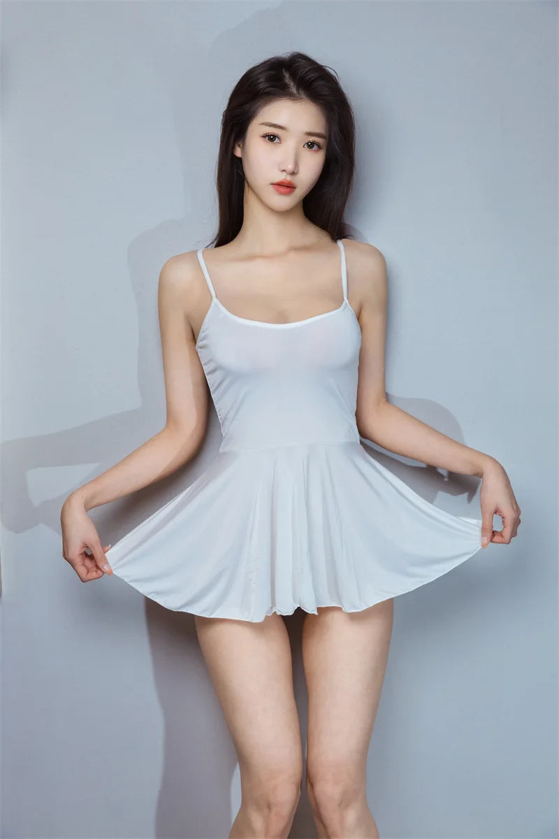 Sexy Women Pleated Micro MINI Dress Bandage School Smooth Uniform Maid Mini Dress Stage Wear Coquettish Ruffled Dress Backless - Seprincess