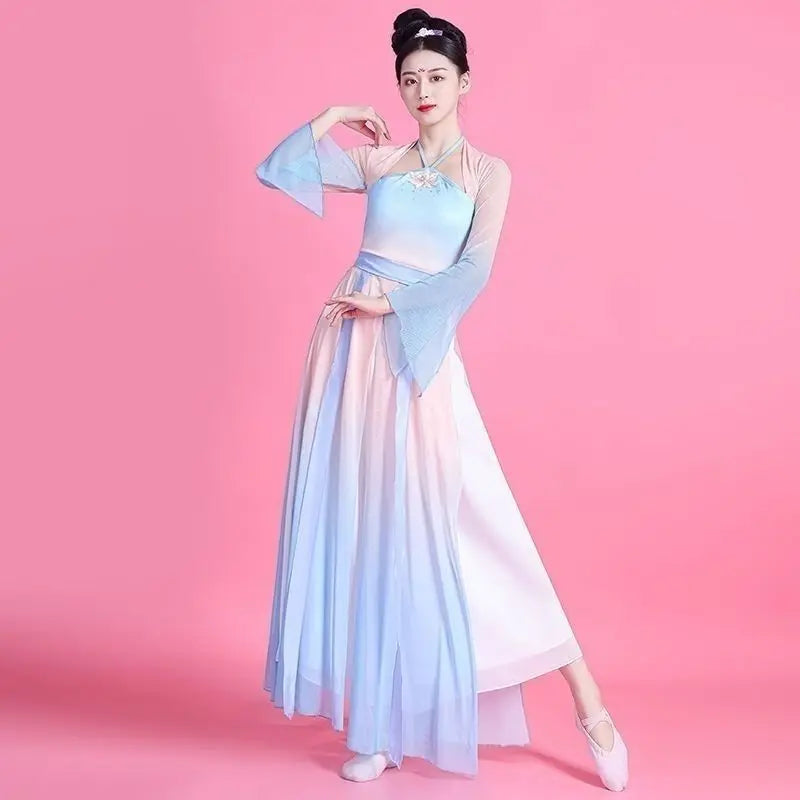 Chinese Classical Dance Costume Wanjiang Chinese Ancient Dance Practice Flowing Charm Hanfu Dance Performance Costume Women - Seprincess