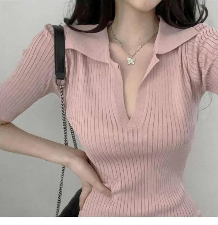 Summer Short Sleeve Dress Women Slim Knitting Female Clothes Streetwear Vacation Casual Soft Sweet Sexy Korea Fashion Dress 2024 - Seprincess