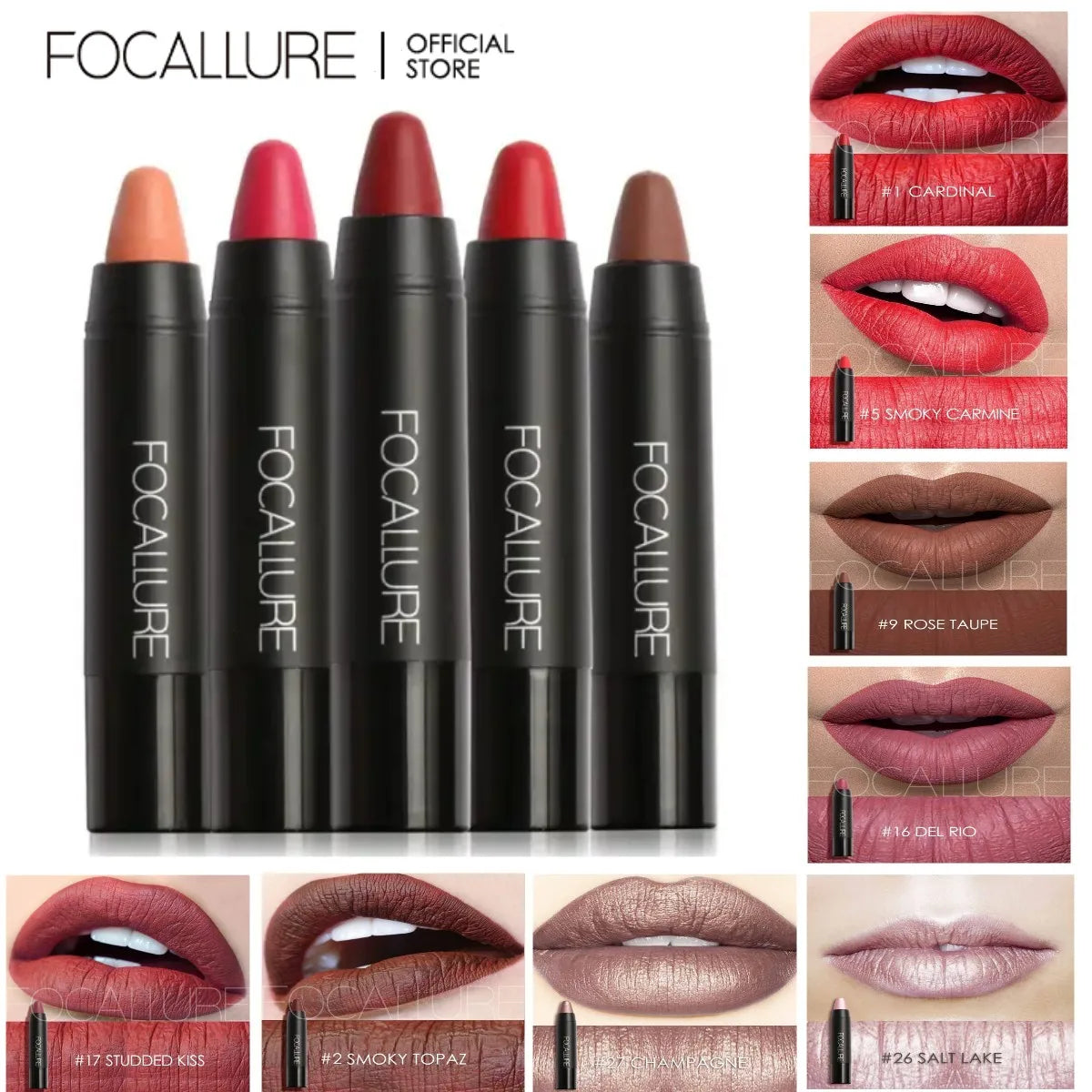 FOCALLURE Matte Lipstick Pencil Waterproof Long Lasting Lip Balm 31 Colors Velvet Lip Liner Pen Lips Makeup Women Cosmetics - Seprincess