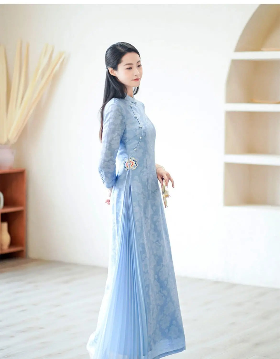 Modified Style Cheongsam Young Simple Elegant Retro Chinese Style Modern Long Qipao High-end Oriental Wedding Party Floral Dress - Seprincess