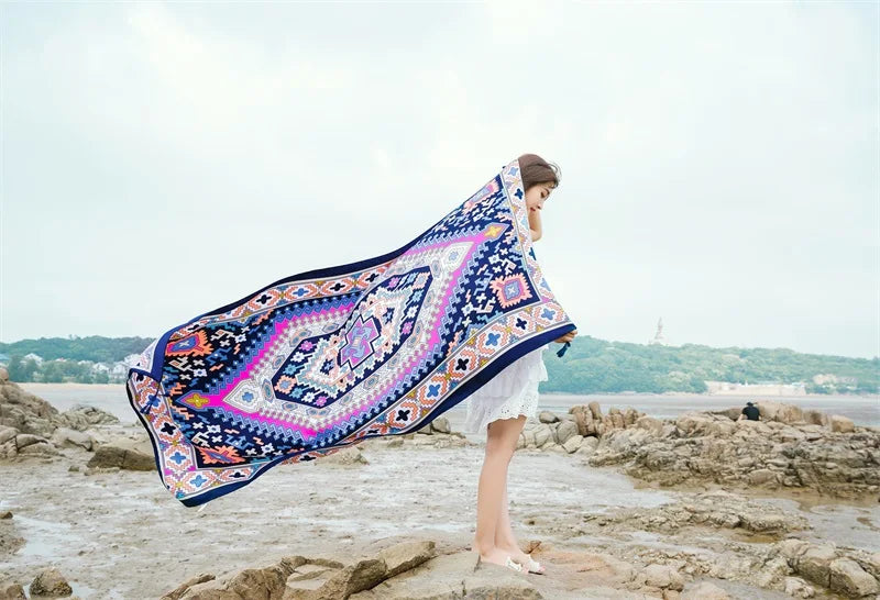 90x185cm  Printing Process Twill Summer Suncare Beach Dress Bikini Sarong Wrap Scarf Women Brazilian Swimsuit Bathing Cover-ups