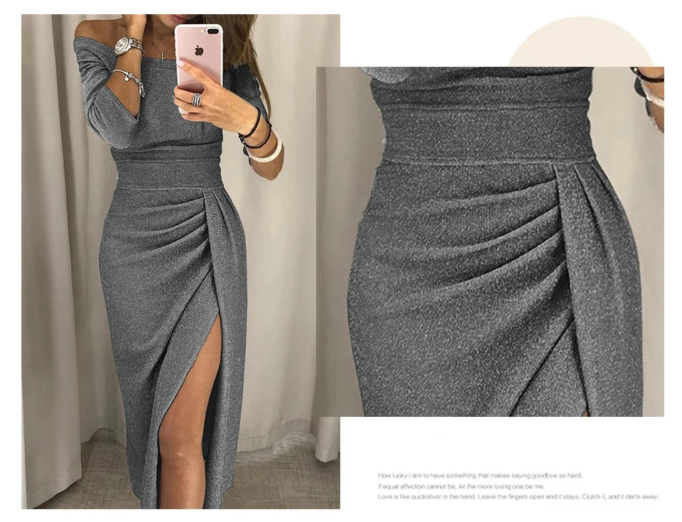 Spring Summer Women Clothes 2022 Elegant Long Dress Sexy Club Dress Evening Party Women Dresses Off Shoulder High Waist Vestido - Seprincess