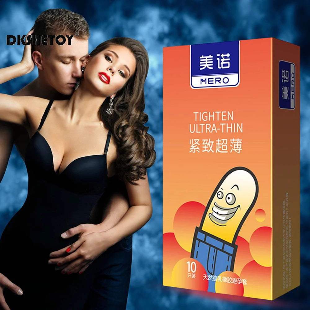 Sensitive Condoms For Men Ultra Thin Latex Rubber Penis Sleeve Romantic Screw Thread Ribs Dot Condom For Adult Men 18 - Seprincess