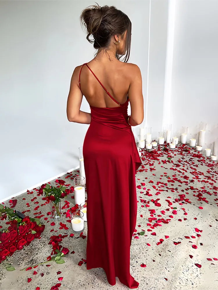 Dresses Women 2024 Summer New Style Design Sexy Sexy Slim Slanted Shoulder Slit Long Dress Women's Elegant Robe De Soiree Femme - Seprincess