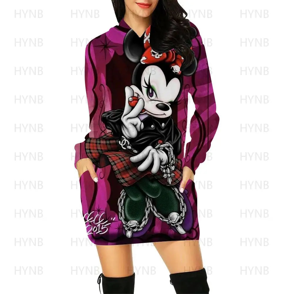 Sweater Dress Elegant Dresses for Women Long Sleeves Luxury Party Hoodie Disney Kawaii Mickey Women's 2024 Mini Minnie Mouse Y2k - Seprincess