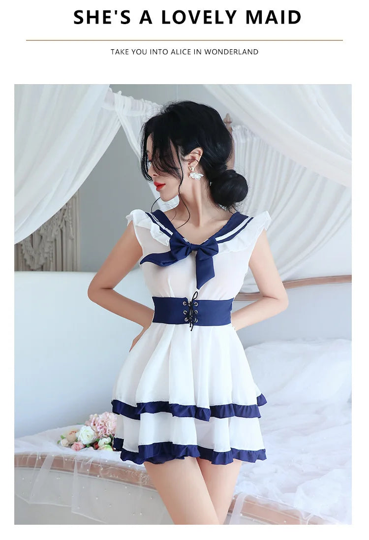 Dress Sailor suit bow tight fittin well behaved pure skirt dresses women Autumn dress traffic store fetish promotions 99% sales - Seprincess