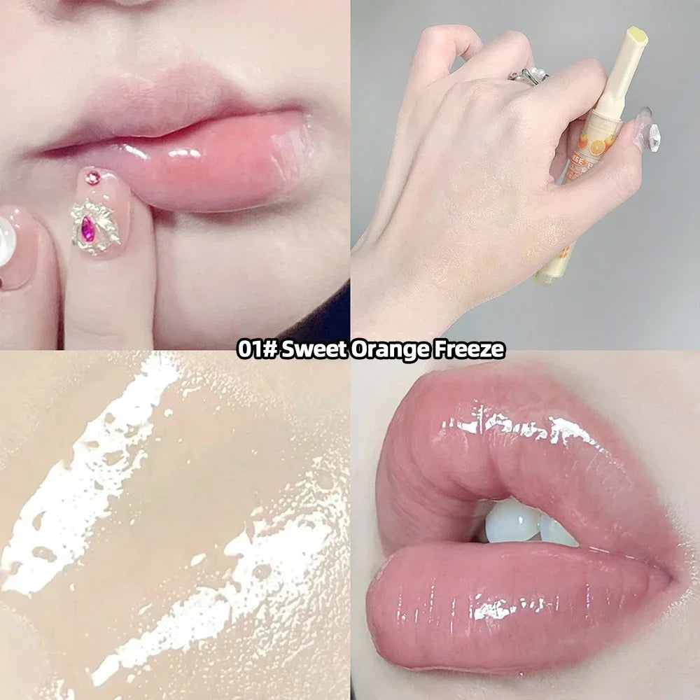 Jelly Pink Lipsticks Pen Moisturizing Lasting Mirror Water Light Solid Lip Gloss Glass Clear Lip Glaze Makeup Korean Cosmetics