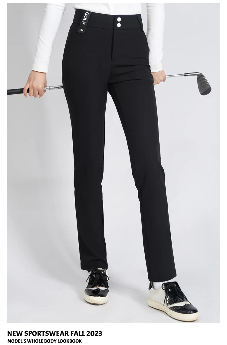 Golf Women's Pants Sttraight High Waist Causal Sportswear Elastic Brethable Golf Tennis Trousers