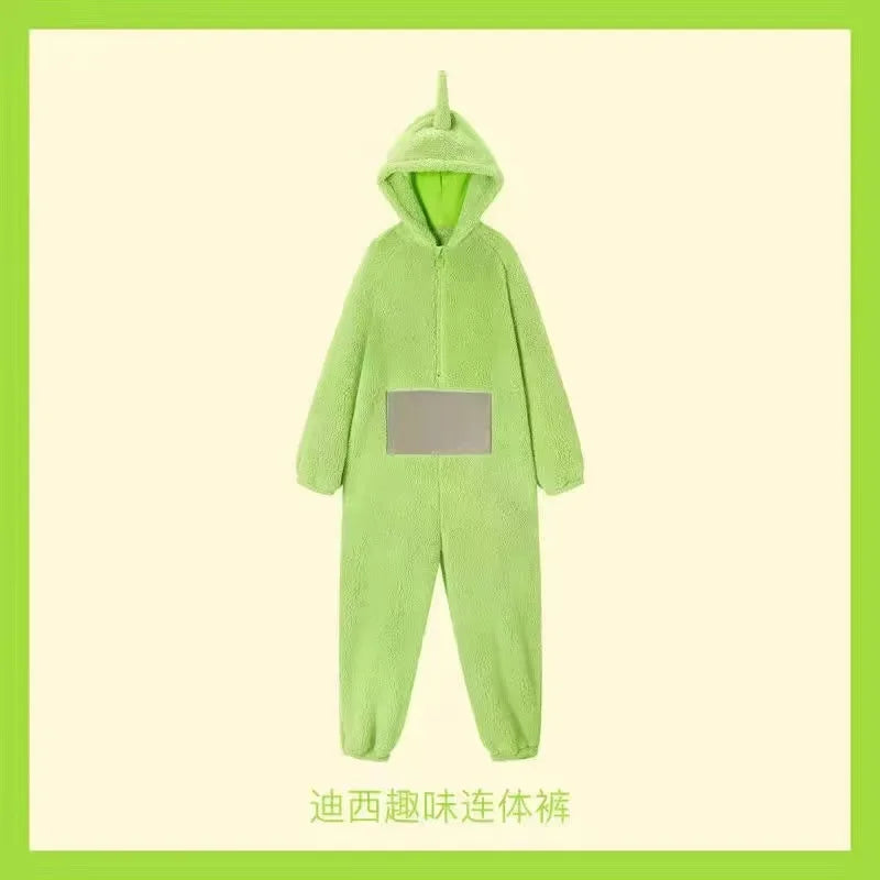 Boys Girls Teletubbies Costumes Soft Long Sleeves Piece Pajamas Costume Lala Home Clothes Cosplay Adult Unisex Party Wear - Seprincess