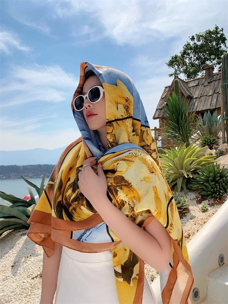 HOT 130x130cm large Velvet Texture Squar Travel Scarf Beach Dress Bikini Sarong Wrap Women Brazilian Swimsuit Bathing Cover-ups - Seprincess