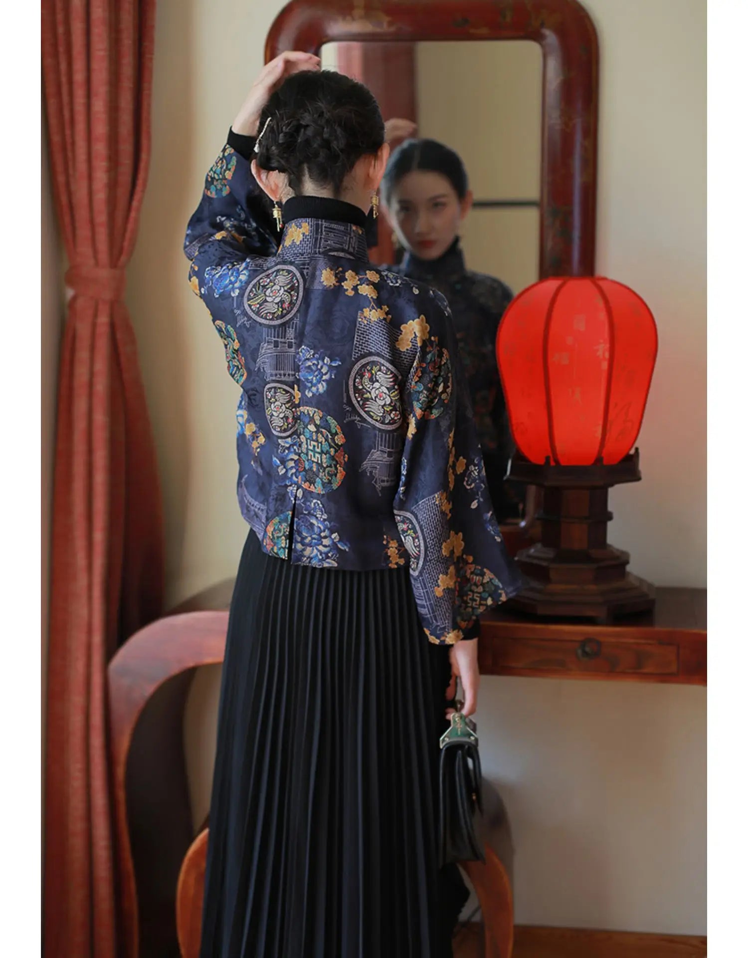 2023 Autumn New Chinese Style Traditional Hanfu Top Print Cheongsam Oriental Blouse Elegant Festival Party Dress Qipao Top Pd - Seprincess