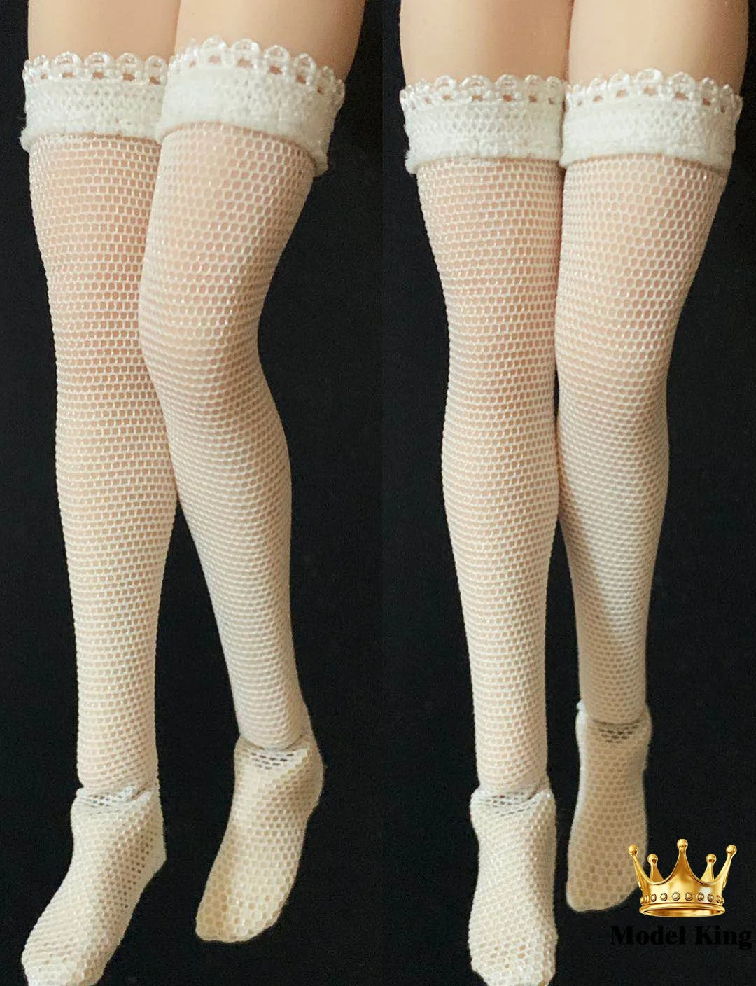 1/12 Scale Female Fashion Trend Sexy Black White Two Color Perspective Lace Fishing Net Thigh Socks 6" Action Figure Body Model