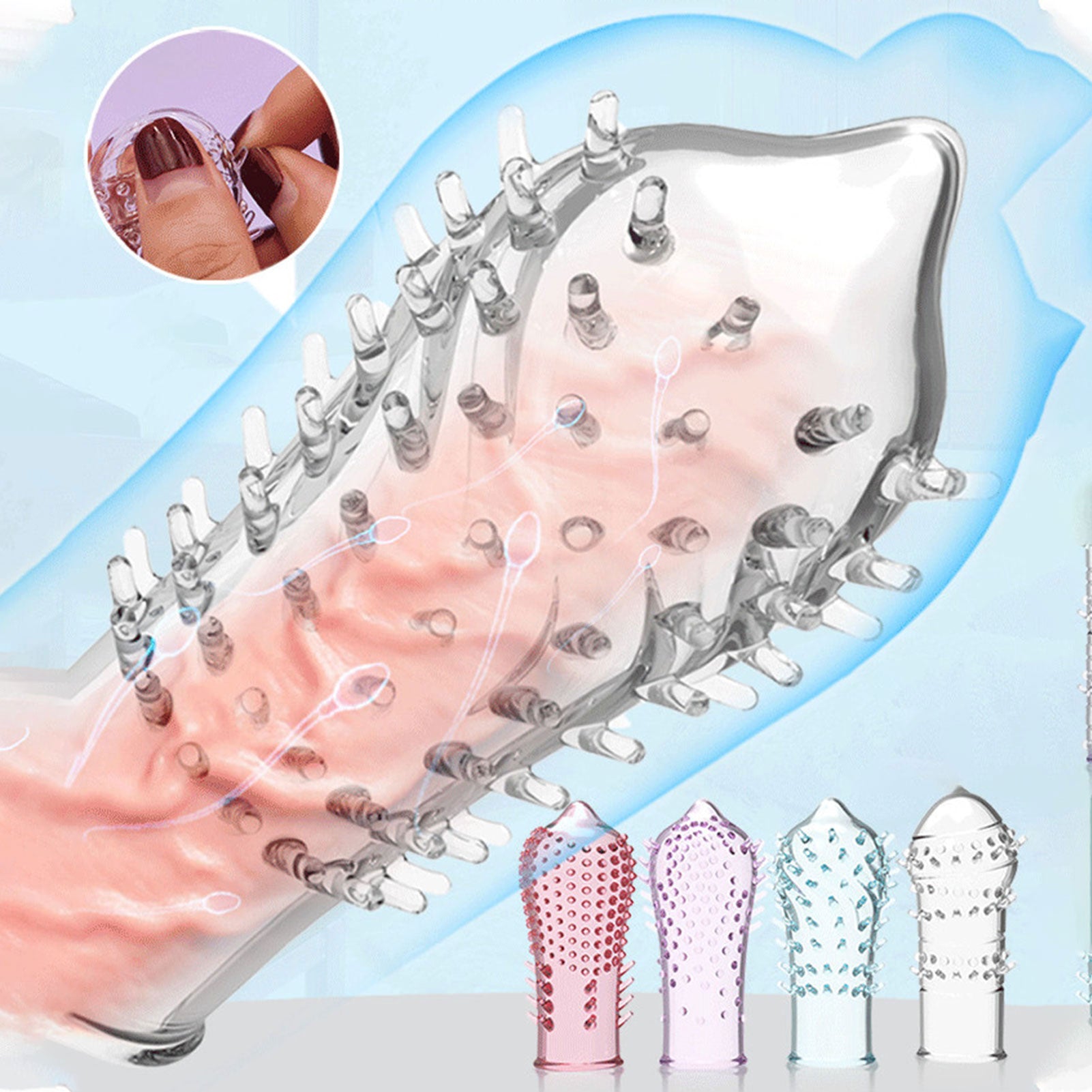 Reusable Crystal Spiked Condoms Sex Toys For Men 18+ Big Dotted Pussy Stimulation Penis Enlargement Penis Sleeve Adult Sex Shop - Seprincess