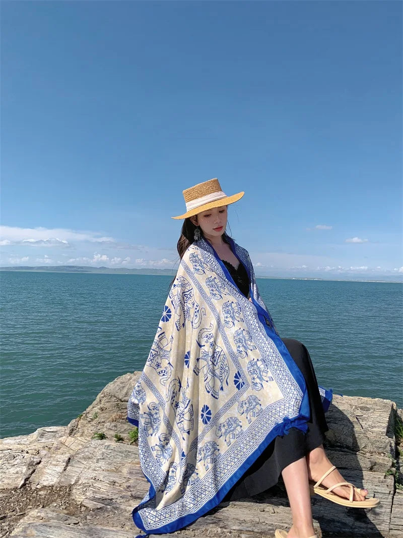 17 Styles 90x180cm Travel Beach Sunscreen Scarve Bikini Large Shawl Sarong Wrap Scarf Women Brazilian Swimsuit Bathing Cover-ups