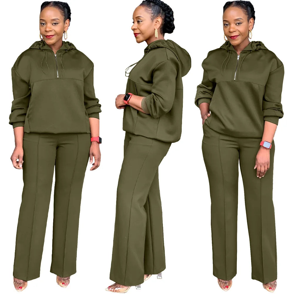 CM.YAYA Long Sleeve Women Set Loose Long Sleeve Hoodies Pant Suits 2024 Spring 2 Two Piece Sets Sporty Tracksuits Street Outfits - Seprincess