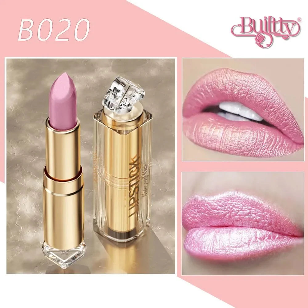 12 Colors Korea Matte Glitter Lipstick Pink Nude Matte Gliter Waterproof Kissproof Glitter Flip Lipstick Orange Dropshipping - Seprincess