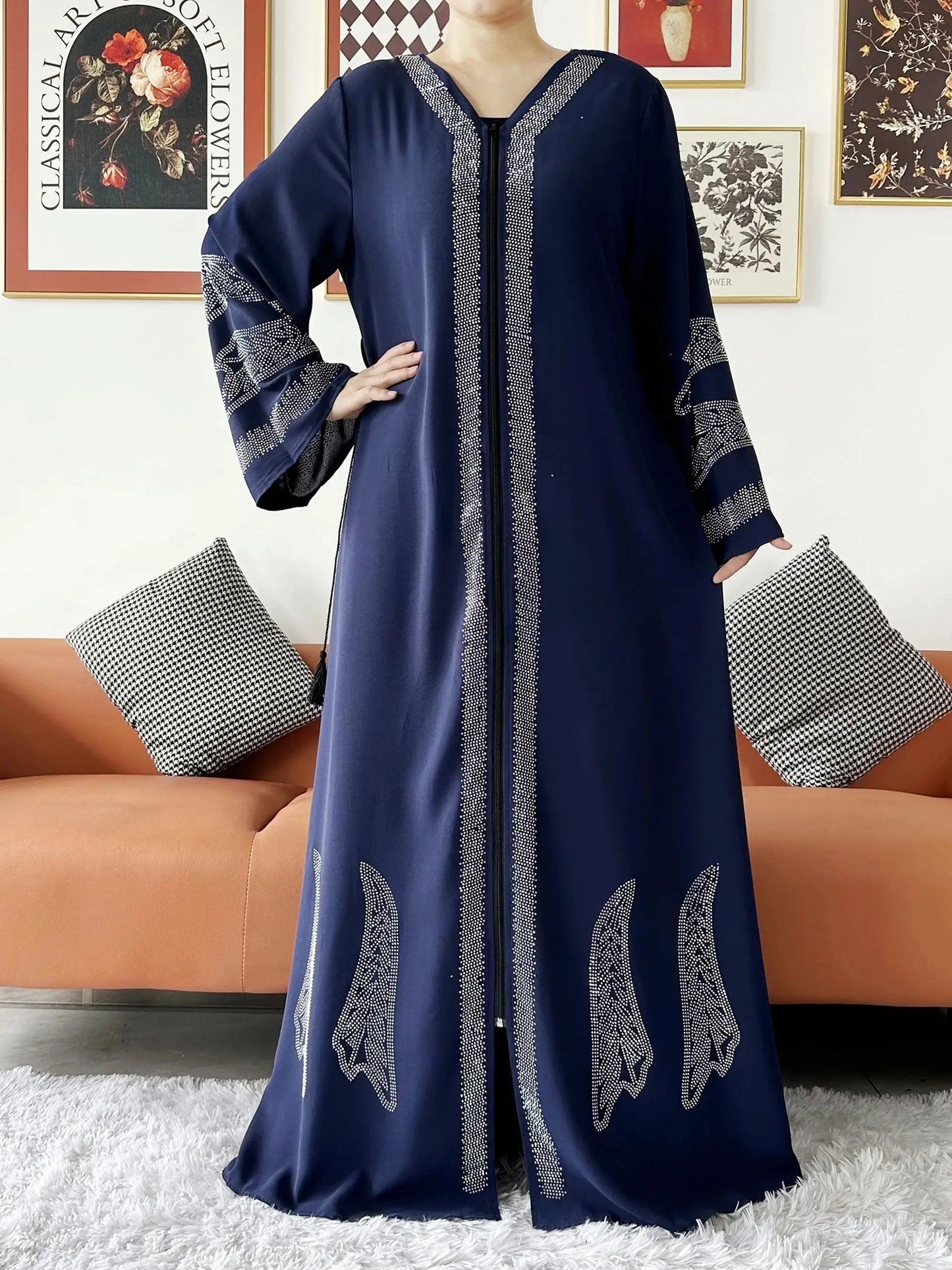 New Women Elegant Dress Chiffon Open Abaya with Zipper Muslim Women Dress Islamic Clothing Cardigan Abaya Women Muslim Dress