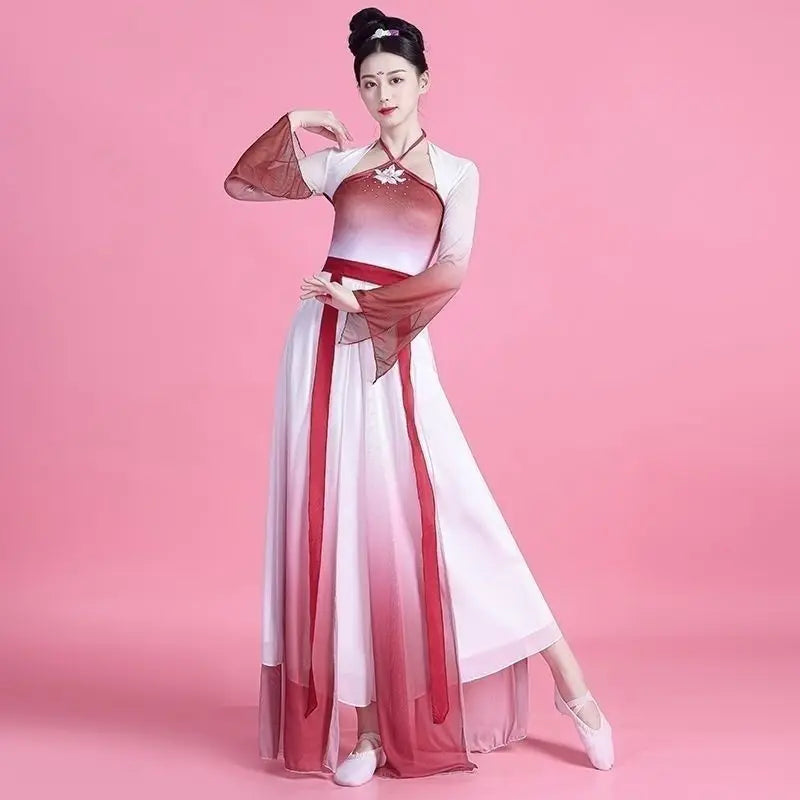 Chinese Classical Dance Costume Wanjiang Chinese Ancient Dance Practice Flowing Charm Hanfu Dance Performance Costume Women - Seprincess