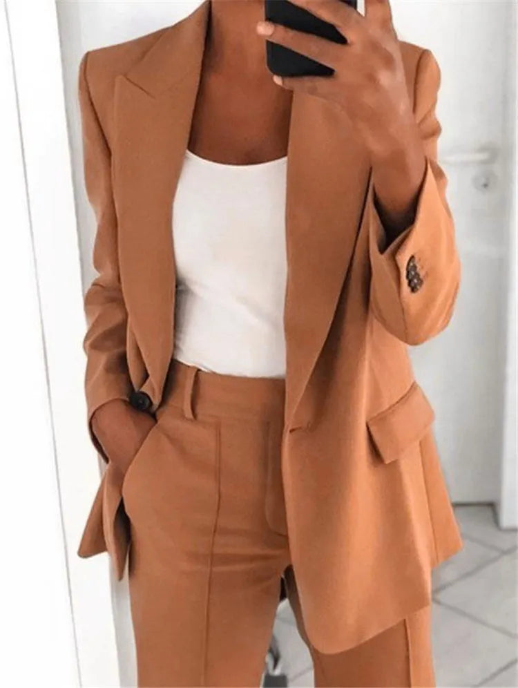 Autumn Fashion New Women's 2PCS Pants Sets Business Office Ladies Formal Blazer And Pants Sets Tracksuit Sets Female Outfits - Seprincess