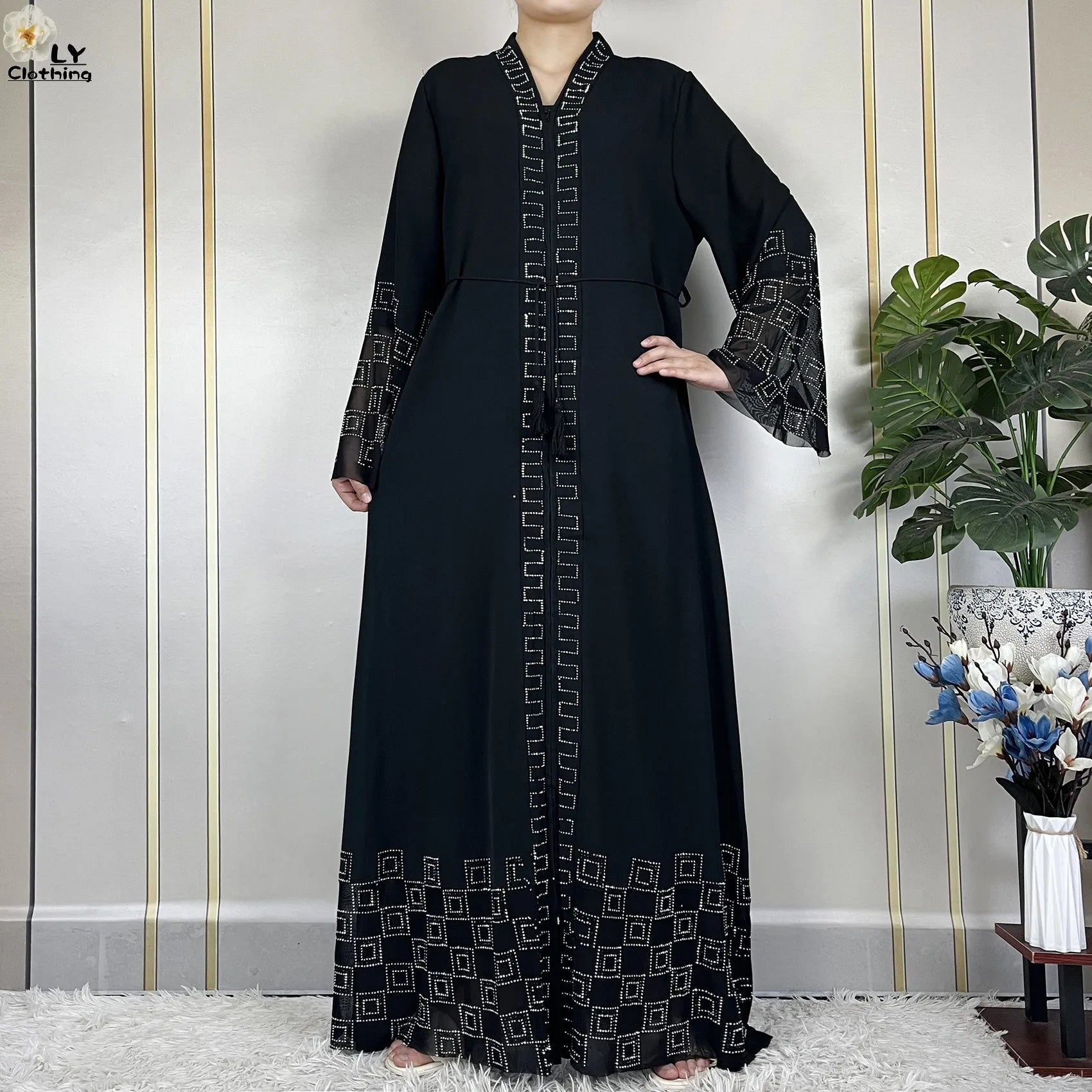 2024 For Women Elegant Dresses Dubai Party Outfits Long Sleeved Chiffon Dashiki Muslim Women Robe Open African Abaya Clothing - Seprincess