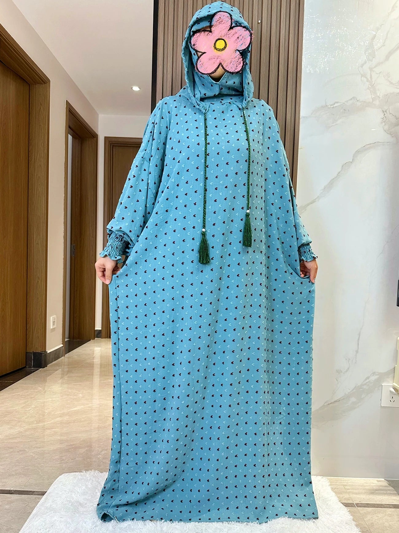 New Ramadan Muslim Two Hats Abaya Dubai Turkey Islam Prayer Clothes Solid Cotton Fabric Dresses Islam Women Dress Kaftan - Seprincess