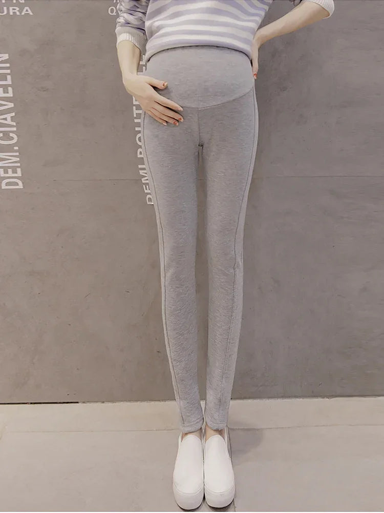 Winter Thicken Warm Cotton Plus Velvet Maternity Legging Thermal Fleece Pencil Pants for Pregnant Women Casual Pregnancy