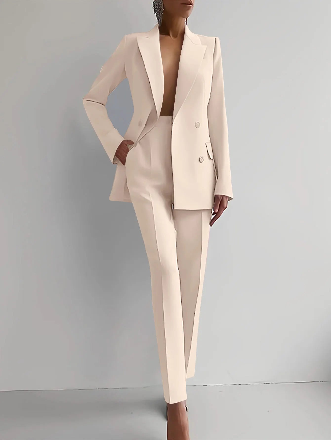 2024 Casual Long Sleeve Suit Set Office Lady Solid Elegant Slim Spring Autumn Tops Blazer Pants Two Piece Set Women Outfit - Seprincess