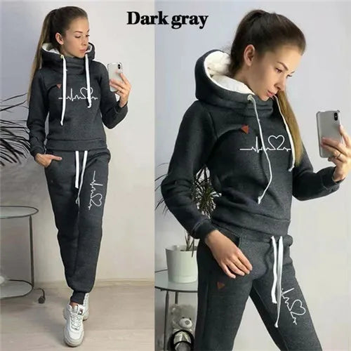 Two Piece Sets Casual Tracksuit Women Hooded Pullover Hoodies and Pants Suit Outfits Female Sweatshirts Autumn Spring Tracksuits