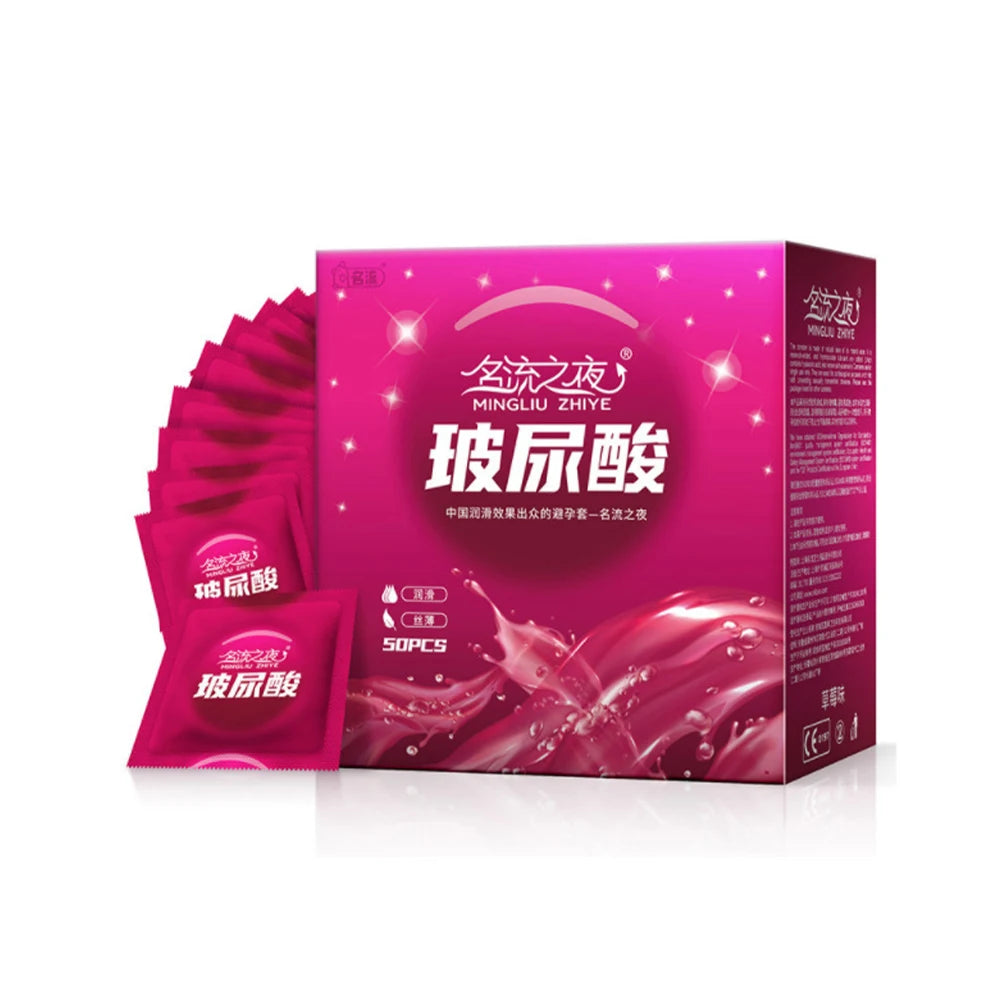 Hyaluronic Acid Condom 30/50/100Pcs Ultra Thin Particle Smooth Penis Sleeve Natural Rubber Contraception for Adult Sex Products