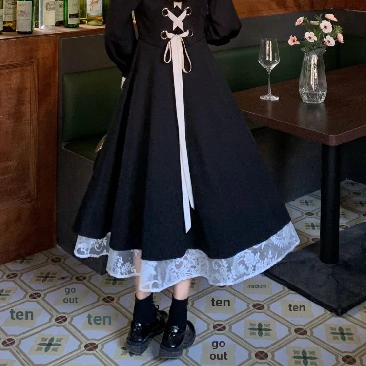 Black Haut De Gamme Designer Autumn Dress Niche Long Luxury French Style Women's Fashion Gown High End Feel Dress - Seprincess