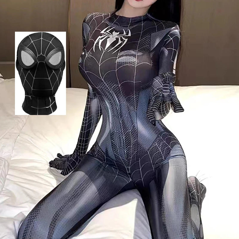 Movie Marvel Spiderman Cosplay Costume Women Superhero Spider Venom Cos Jumpsuits Sexy Bodsuit Halloween Carnival Party Outfits - Seprincess