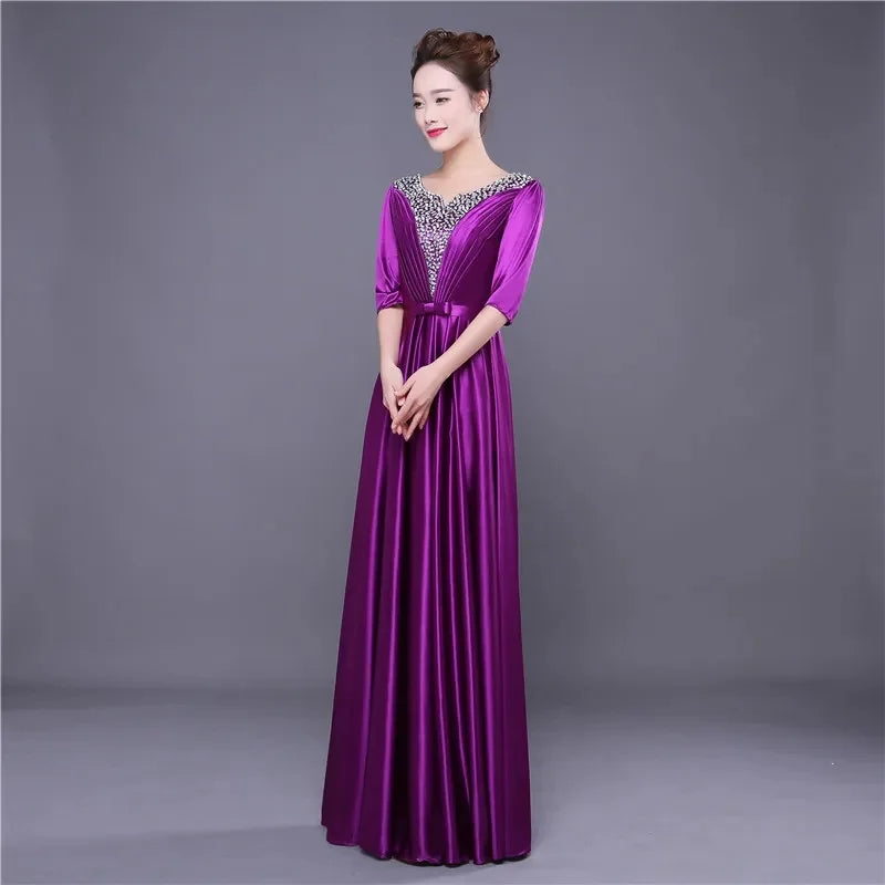 Elegant Elegant Choir Performance Dress Female Long High School Student Modern Fashion New Host Dress Female Evening Dress Femal - Seprincess