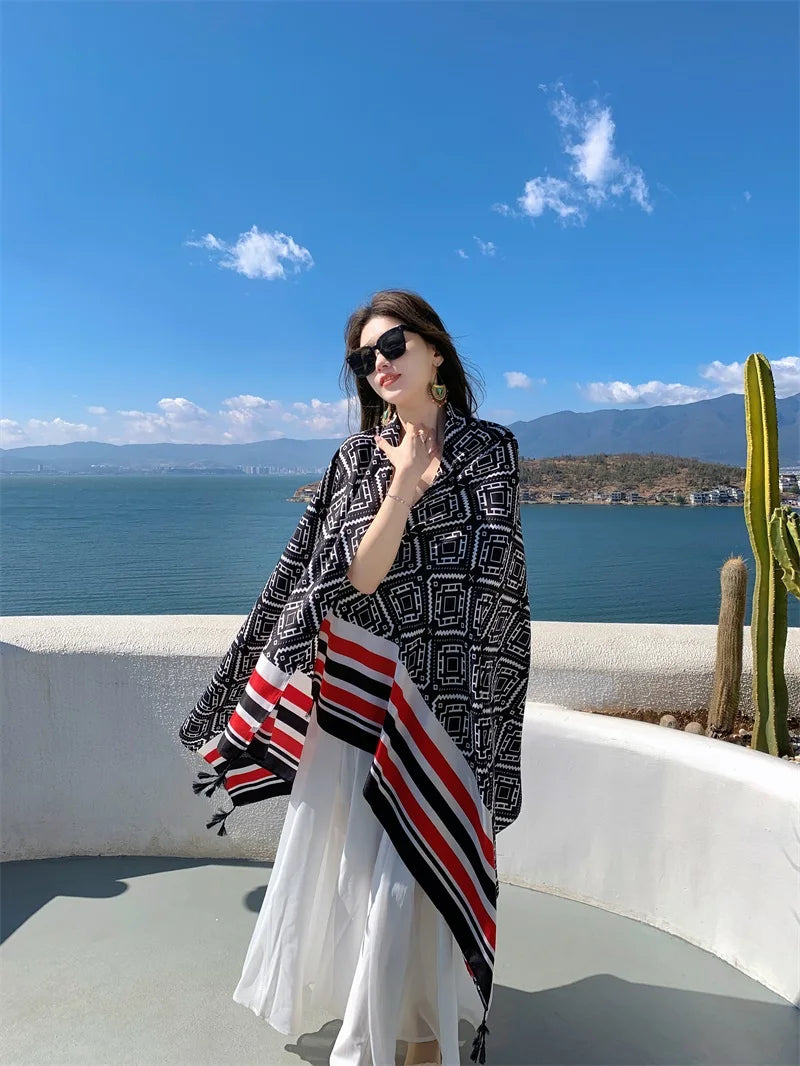 2018 New 90x180cm Twill cotton Pareo Beach Cover-Ups Women Large Beach Dress Bikini Bathing Swimwear Cover Up Sarong Wrap Scarf