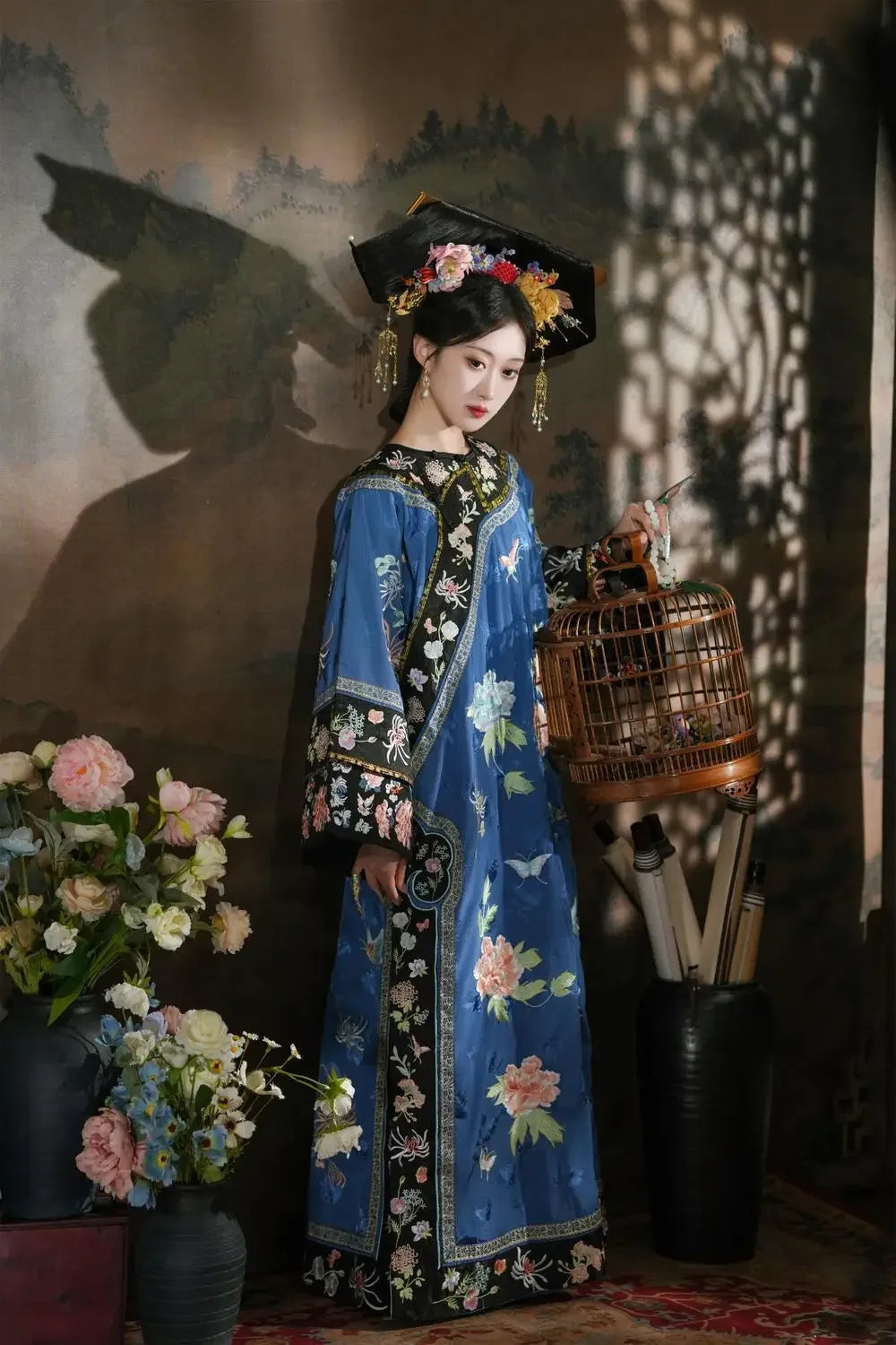 4 Colors Autumn Late Qing Dynasty Clothing Qipao Chinese Traditional Dress for Women Hanfu Exquisite Embroidered Long Cheongsam - Seprincess