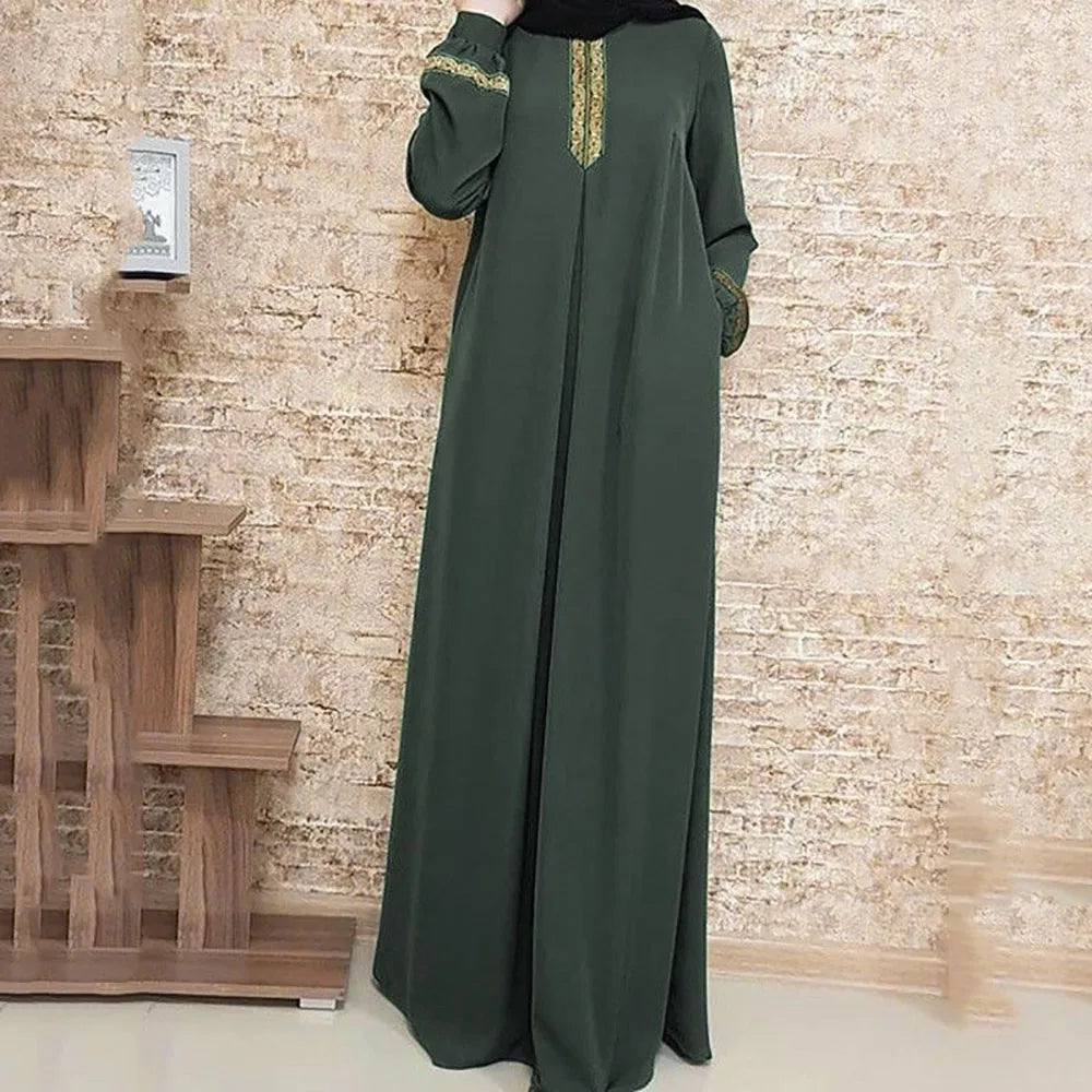 Casual Long Sleeved Ramadan Prayer Outfit Women's Oversized Loose Printed Muslim Long Dresses Islamic Dubai Turkish Modest Abaya - Seprincess