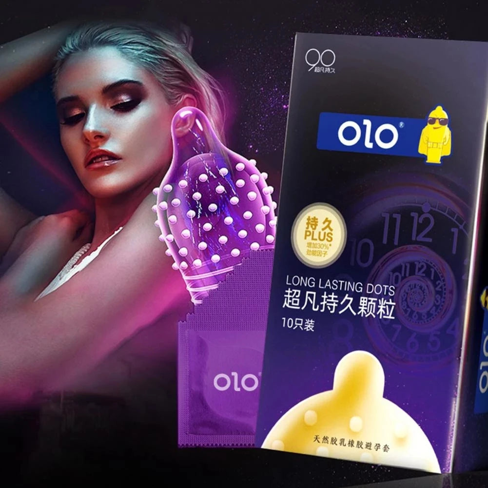 OLO Delayed Ejaculation Condom G-spot Thin Lasting Cock Penis Sleeves For Men Particles Sensitive Condoms Adult Sex Toys For 18+ - Seprincess