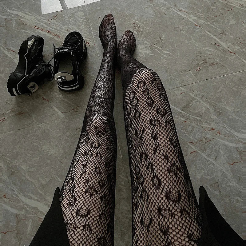 Sexy Hollowed Out Bottomed Pantyhose Classic Lolita Fishnet Lace Mesh Stockings Women Girls Gothic Punk Retro Spider Web Tights