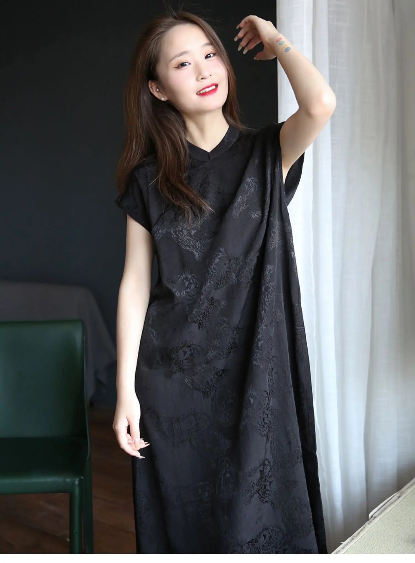 2024 Summer Original Design Cotton Linen Qipao Black Women's Literary Vintage Cheongsam Chinese National Style Dress Women - Seprincess