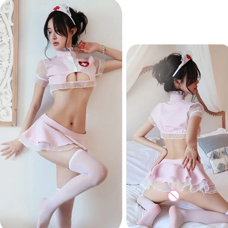 Sexy lingerie Nurse costume role-playing revealing mesh uniform temptation sexy costume woman Women's clothing 18 roles іgary - Seprincess