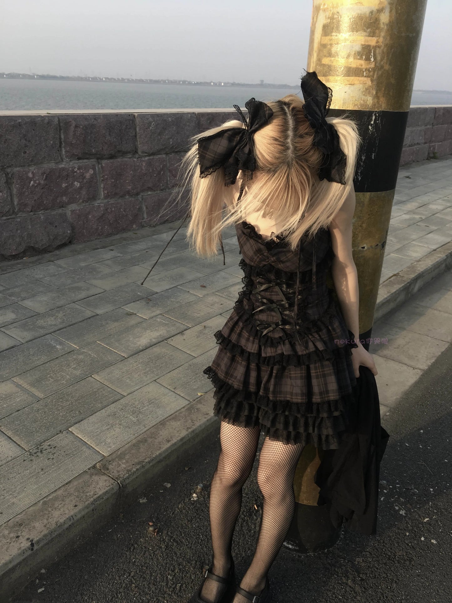 Summer Autumn Preppy Style Gothic Girls Sexy Sling Dress Balck Pleated Mini Short Plaid Women Sleeveless Large Pendulum Dresses - Seprincess