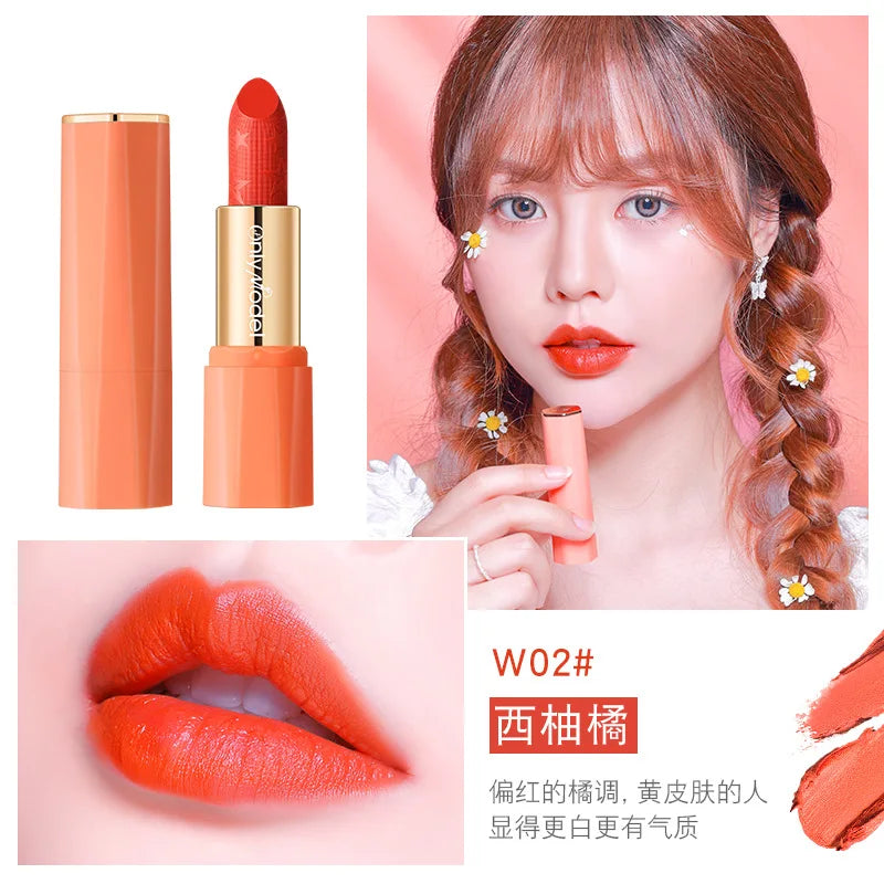 Orange Lipstick Waterproof Long Lasting Matte Lipsticks Resistant Lip Stick Velvet Lip Tint Women Cosmetic Sexy Lip Glaze Makeup - Seprincess