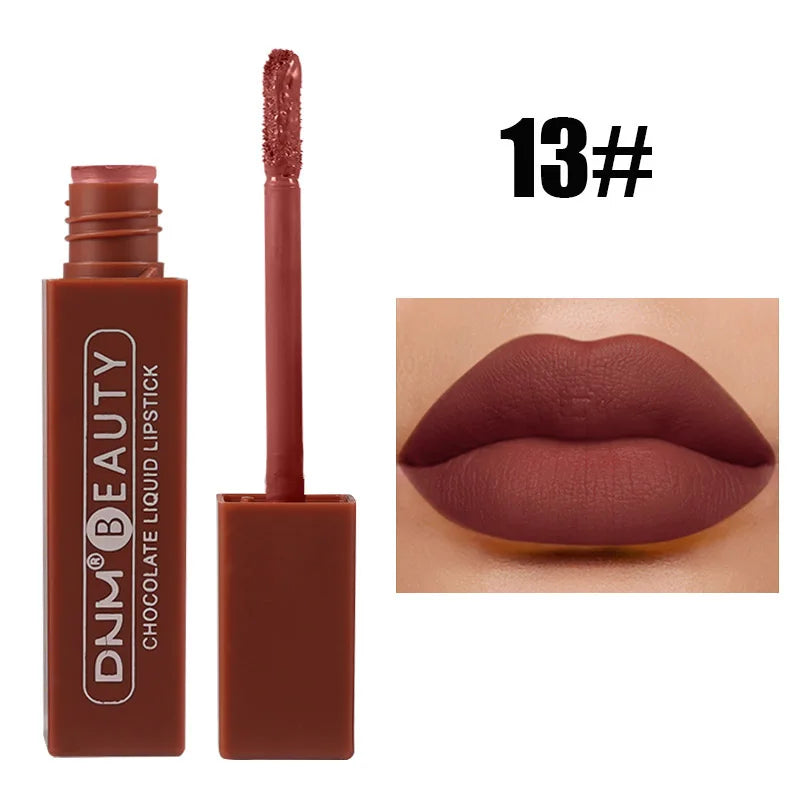 DNM Chocolate Matte Lip Gloss Color Moisture Velvet Lip Tint Lasting Non Stain Lipstick Moisturizing Cosmetics Makeup For Women - Seprincess