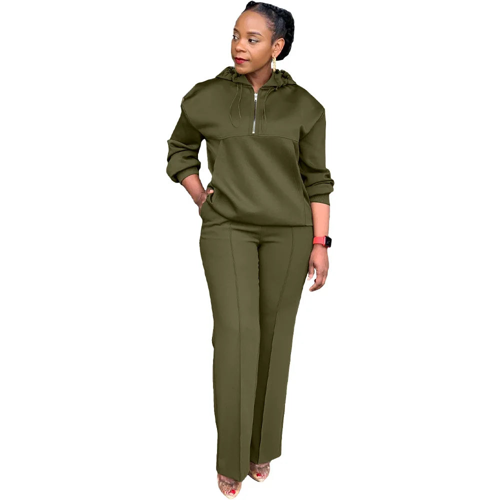 CM.YAYA Long Sleeve Women Set Loose Long Sleeve Hoodies Pant Suits 2024 Spring 2 Two Piece Sets Sporty Tracksuits Street Outfits - Seprincess