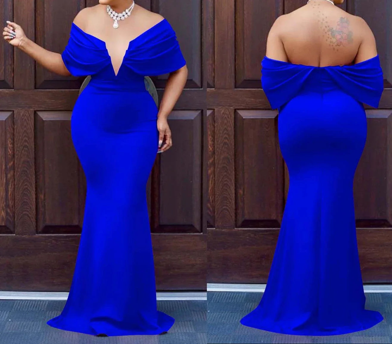 Women V-neck Off The Shoulder Elegant Party Dresses Woman Sleeveless Bodycon Maxi Dress Evening Vestidos Sexy Long Dresses HW198 - Seprincess