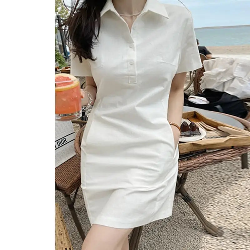 VONDA 2024 Summer Mini Dress Elegant Women Sexy Short Sleeve Solid Color Party Short Sundress Casual Beach Vestidos Robe Femme - Seprincess