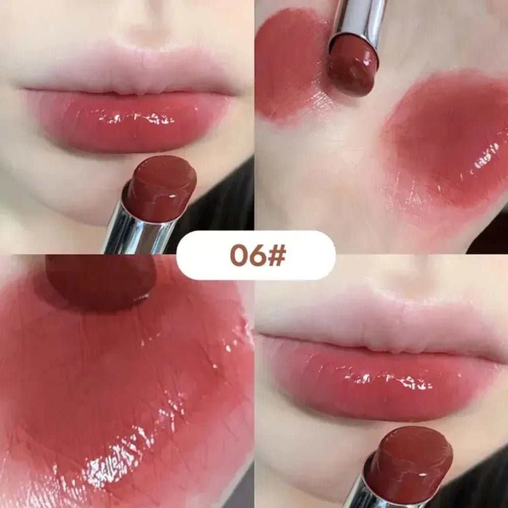 6 Colors Silky Glossy Lipstick Gege Bear Pump Lips Moisture Water Bomb Comfortable Ultra Sheen Non-Stick Cup Lip Balm Makeup - Seprincess