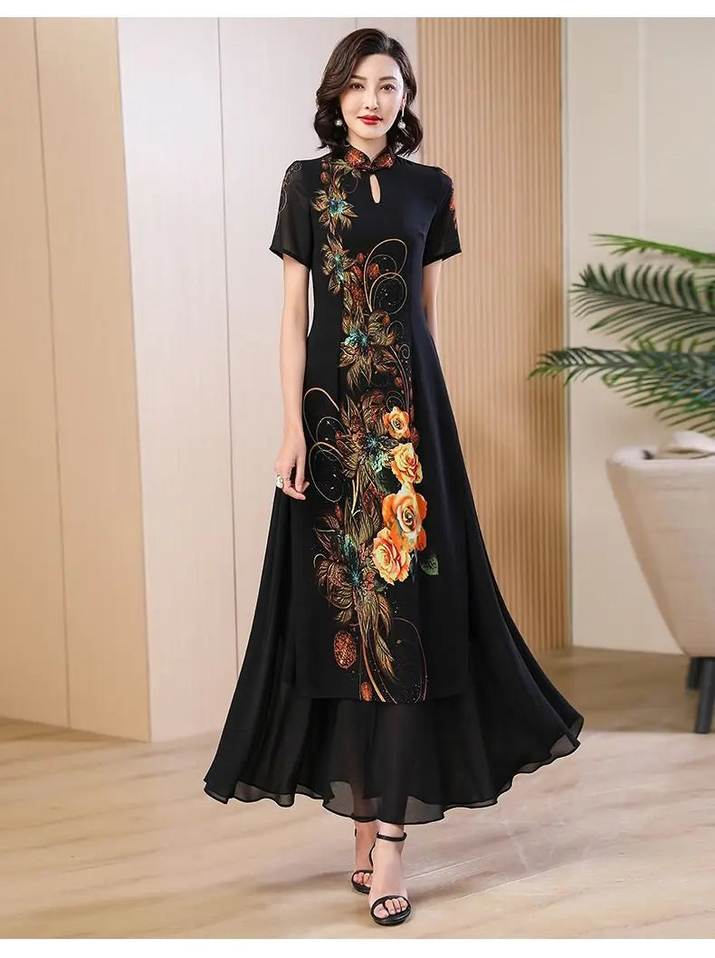 2024 chinese dress qipao oriental party qipao dress chinese style modern cheongsam embroidery vintage a line cheongsam dress - Seprincess