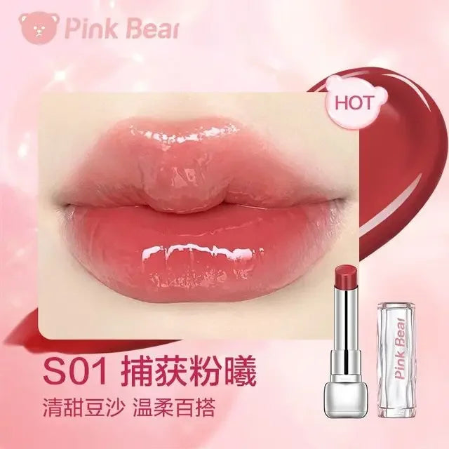 Pink Bear Water Essence Solid Lipgloss Moisturizing Mirror Lip Glaze LipSugar Light Lipstick Light Sensation Beauty Makeup - Seprincess