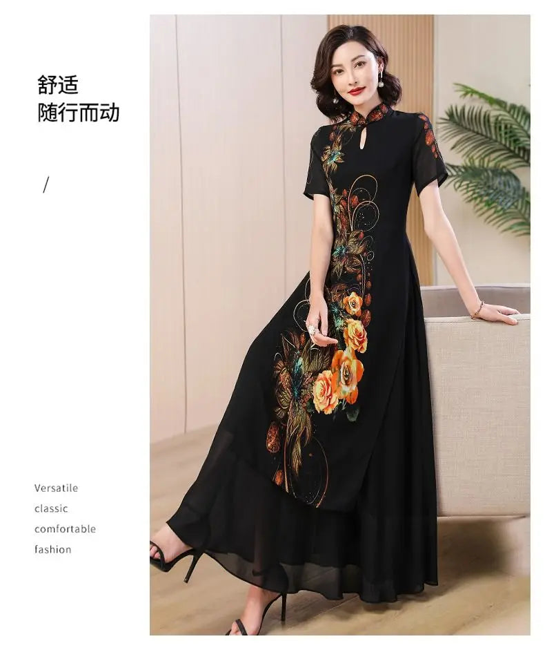 2024 chinese dress qipao oriental party qipao dress chinese style modern cheongsam embroidery vintage a line cheongsam dress